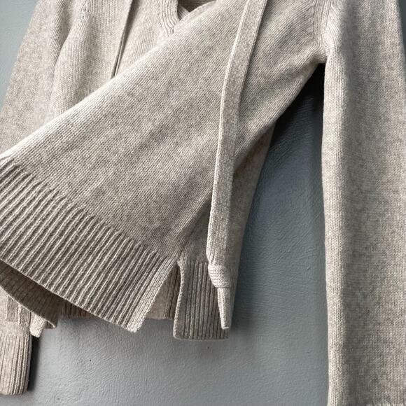 Ann Taylor Womens Size XS Beige Cashmere Wool Lace Up Soft Sweater Minimalist - Picture 5 of 10